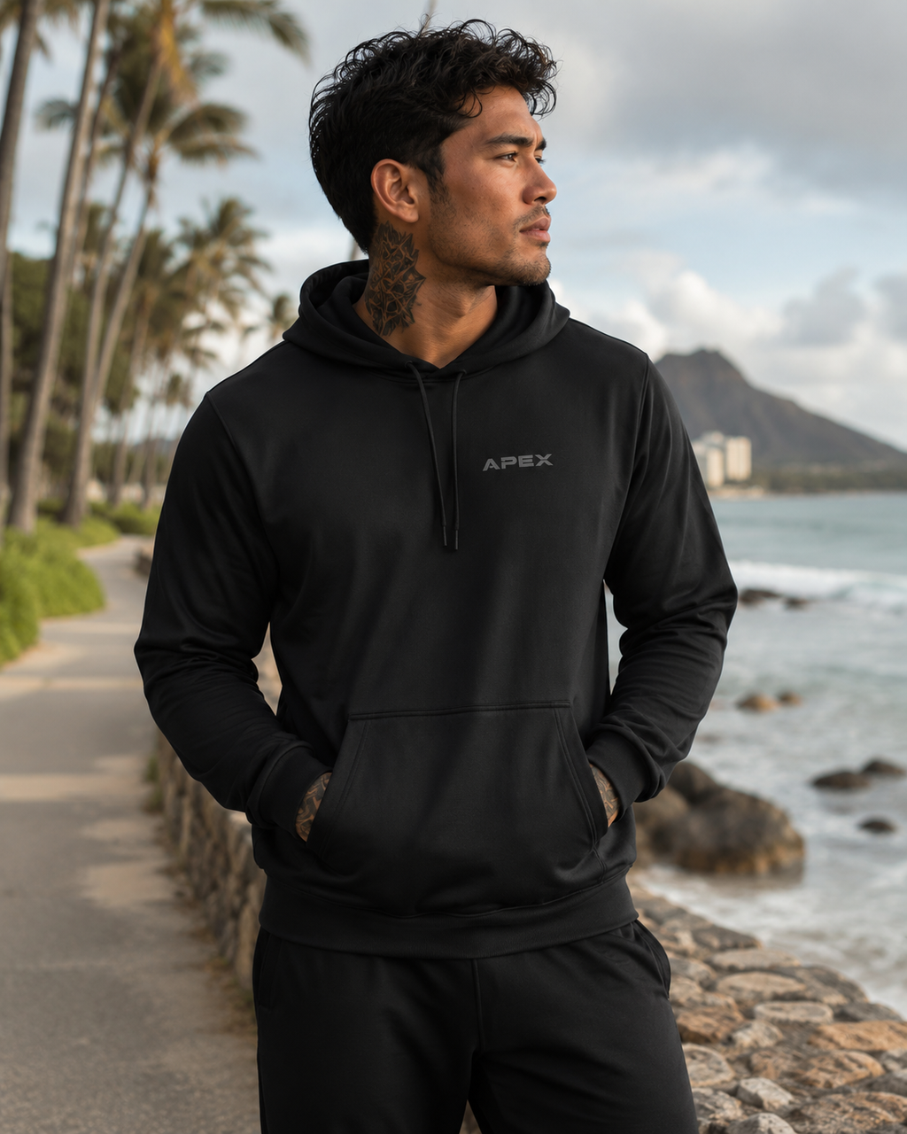 Apex Logo Hoodie — Minimal Black Streetwear Pullover