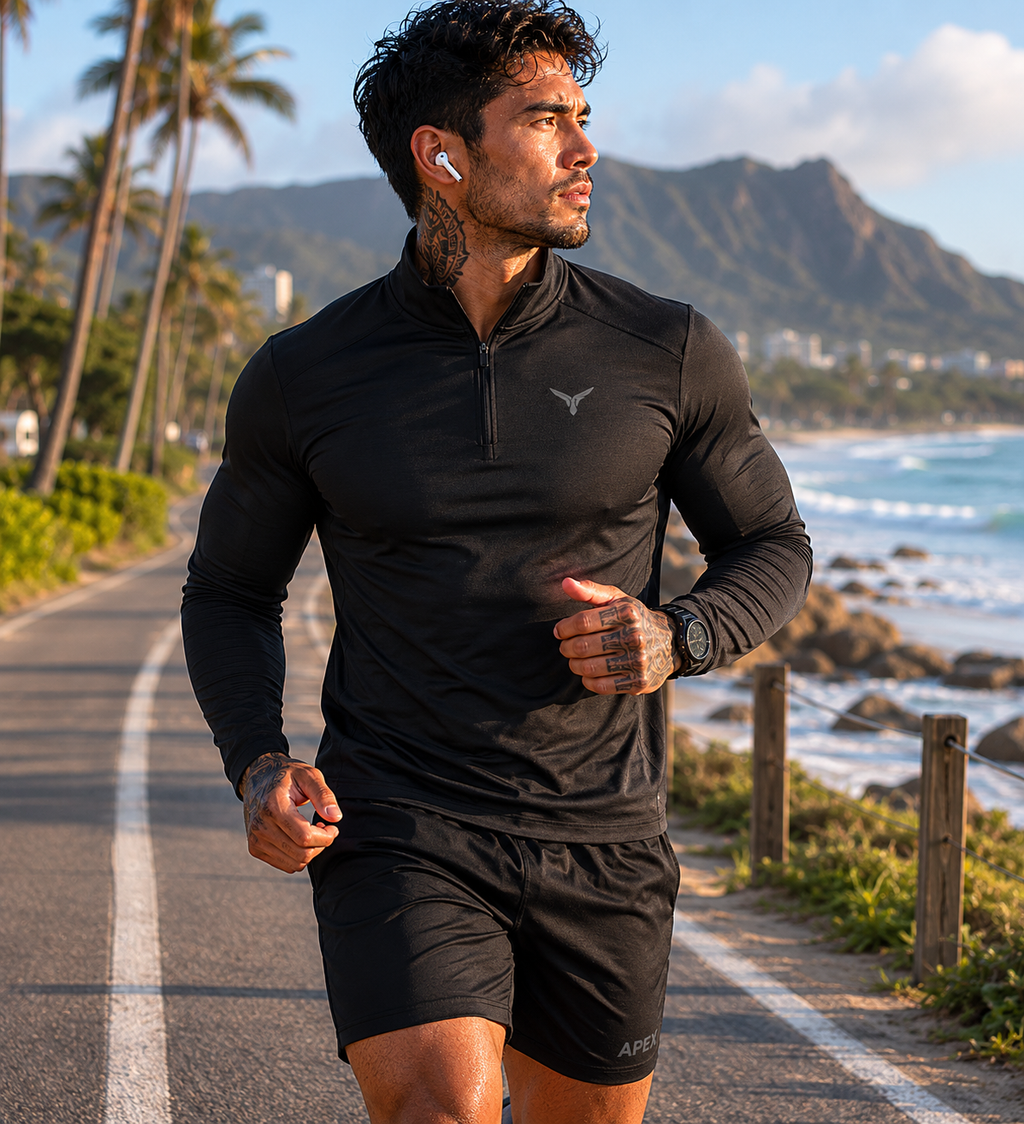 Quarter-Zip Pullover — Apex Reflective Logo Performance Top