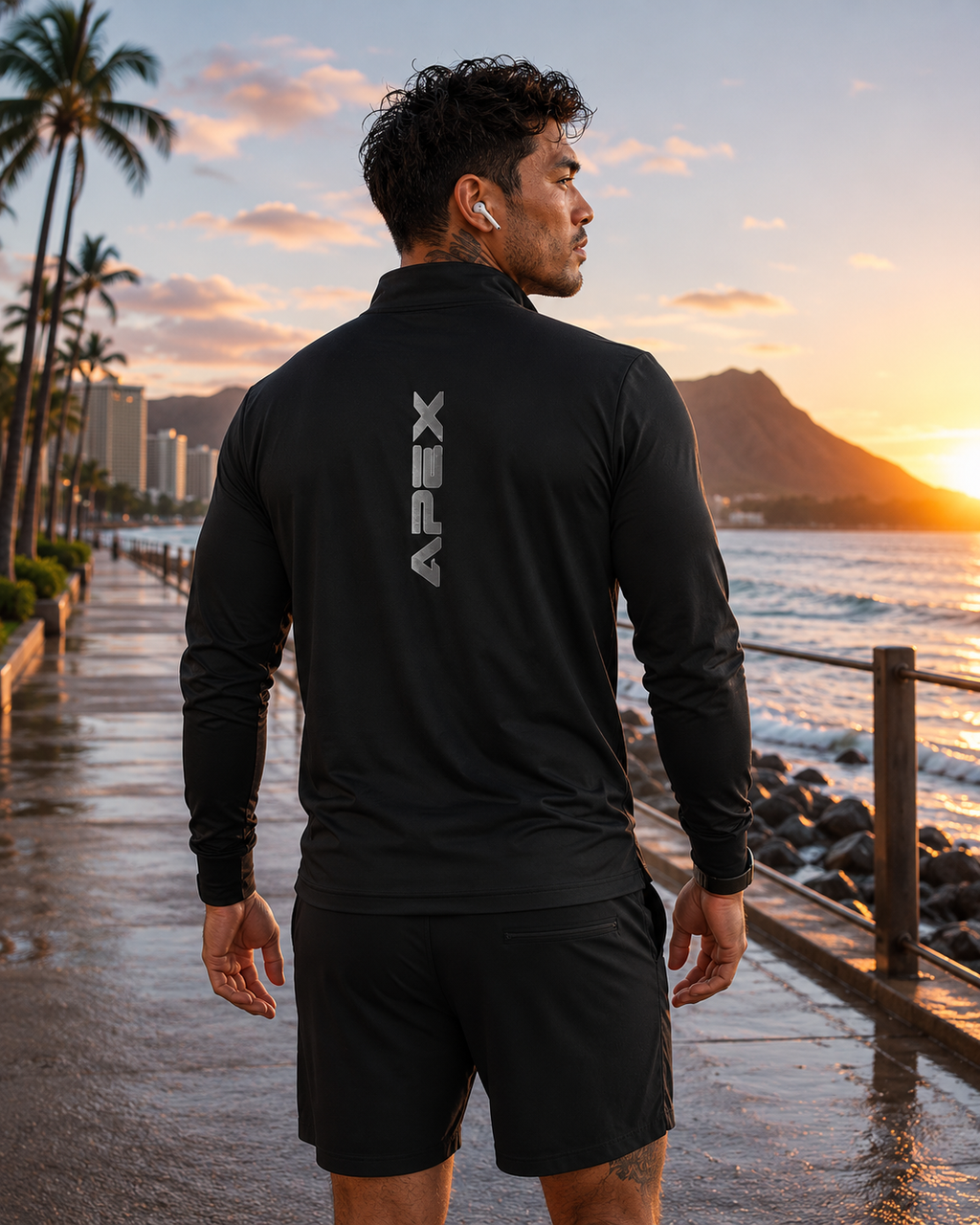 Quarter-Zip Pullover — Apex Reflective Logo Performance Top