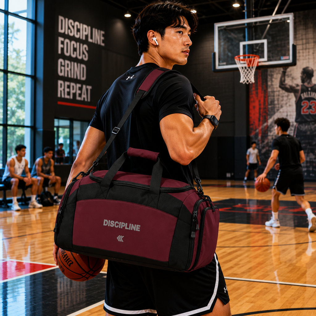 Discipline Gym Bag — Durable Workout Duffel with 'DISCIPLINE' Text