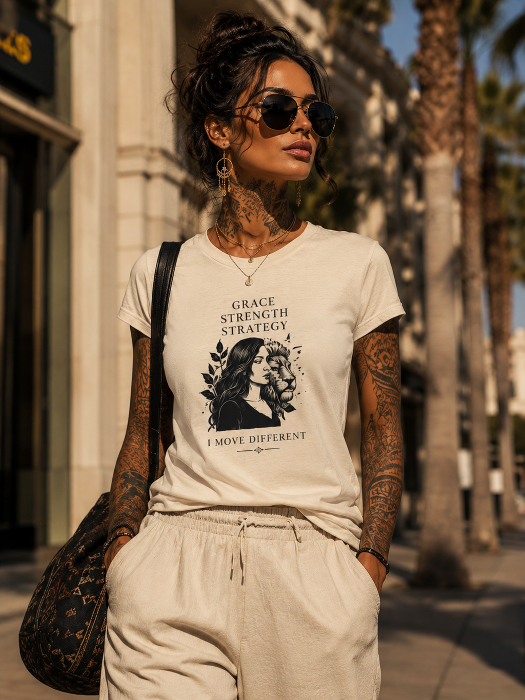 Women's Graphic Tee — "Grace Strength Strategy: I Move Different" Inspirational Women's Shirt