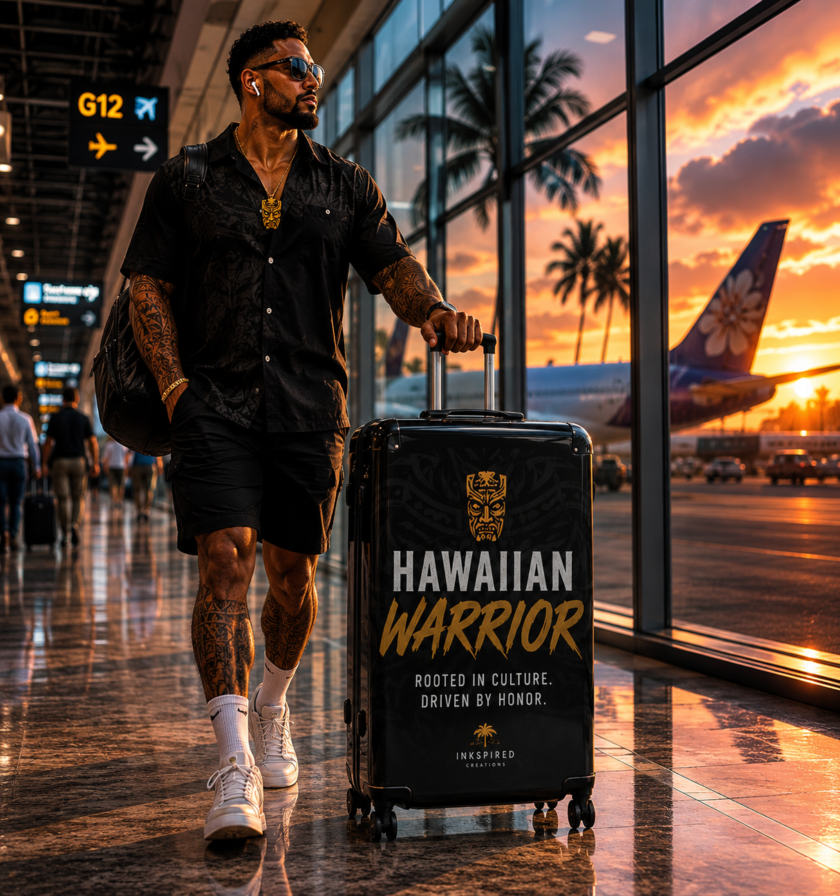 Hawaiian Warrior Suitcase — Rooted in Culture Carry-On