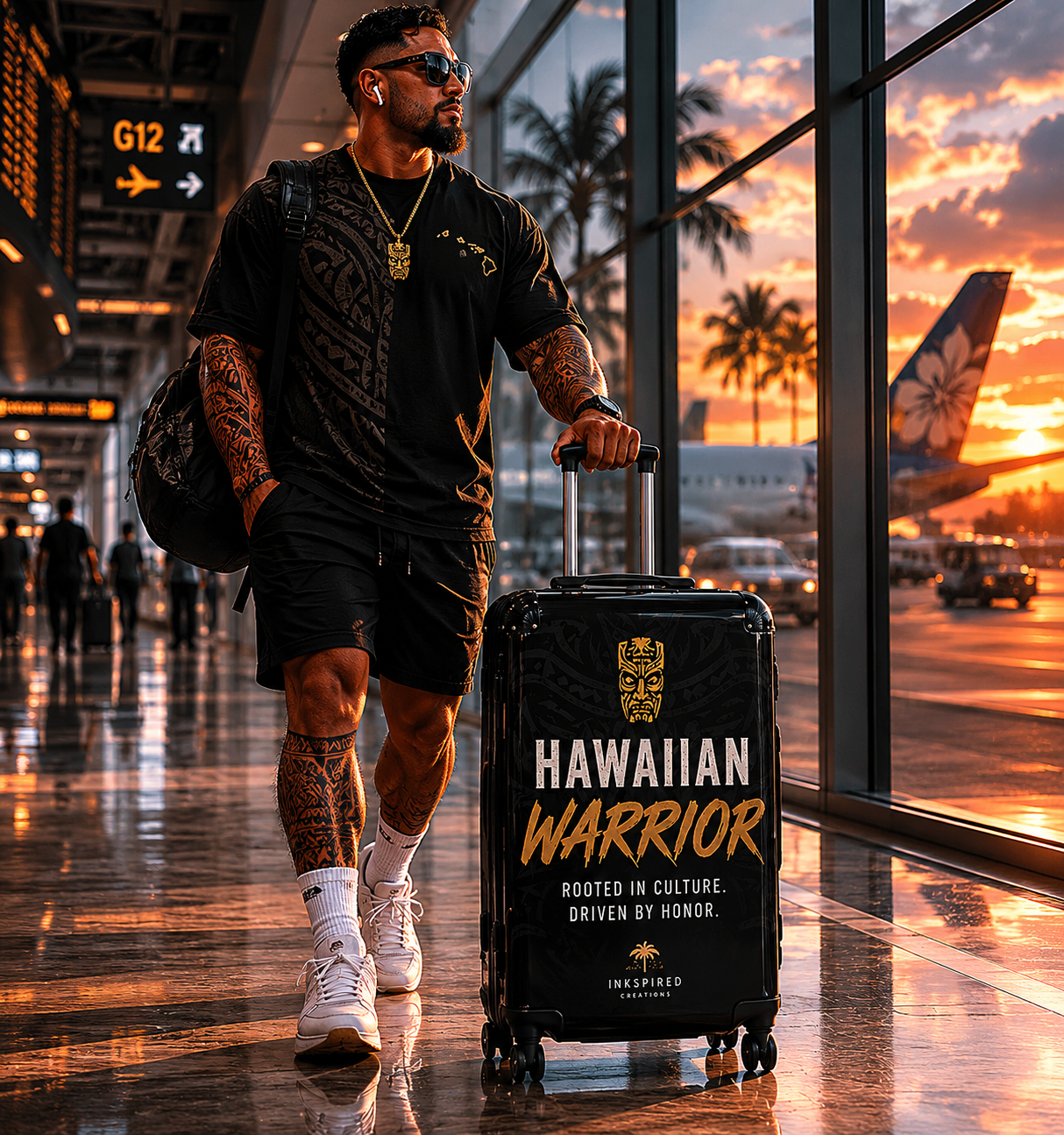 Hawaiian Warrior Suitcase — Rooted in Culture Carry-On