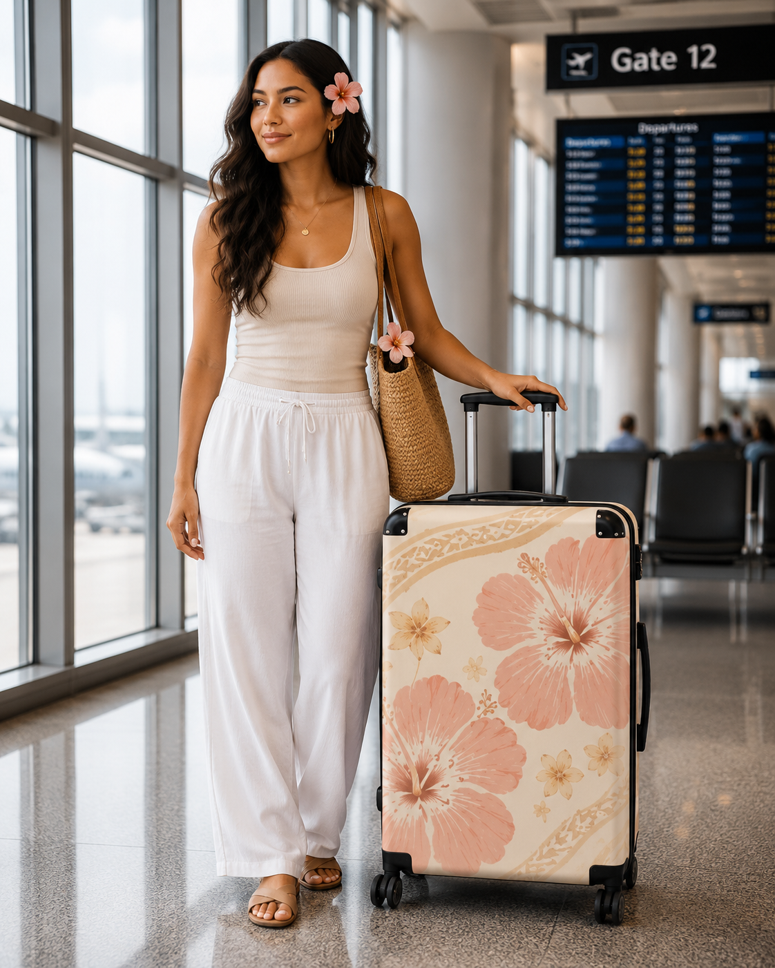 Island Bloom Hibiscus Suitcase — Tropical Floral Travel Case