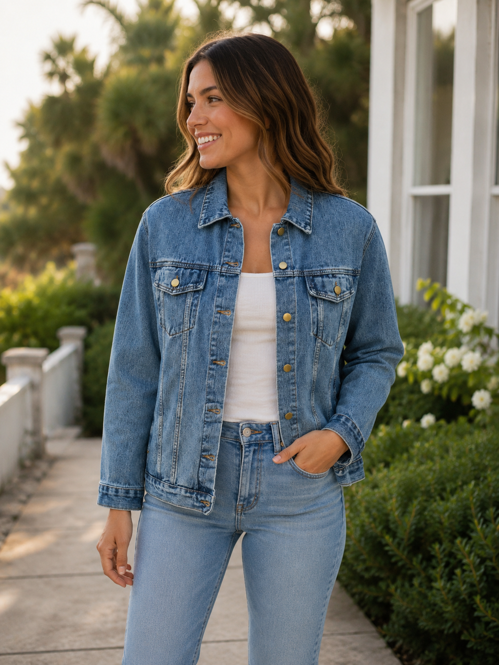 Women's Denim Jacket — "Ma femme. Grace Carries Power" Feminine Mana Design