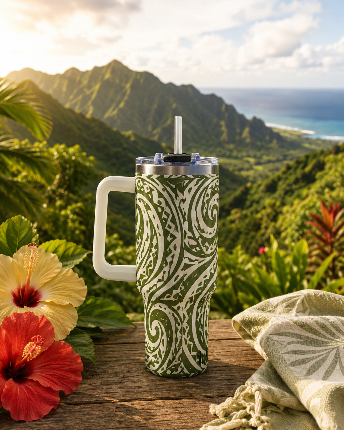40oz Vacuum Tumbler — Kaneohe Spiral Design