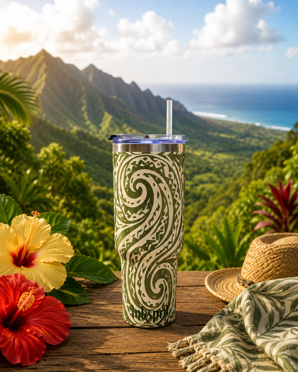 40oz Vacuum Tumbler — Kaneohe Spiral Design