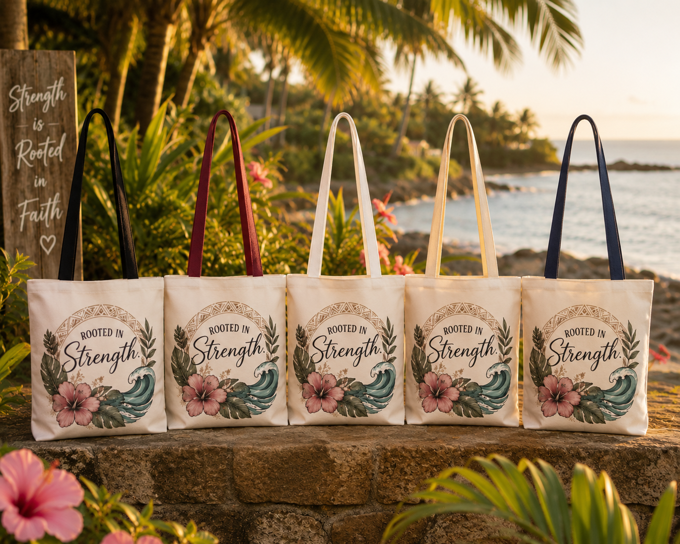 Rooted in Strength Niho Mano Shark Tooth Tribal Tote Bag
