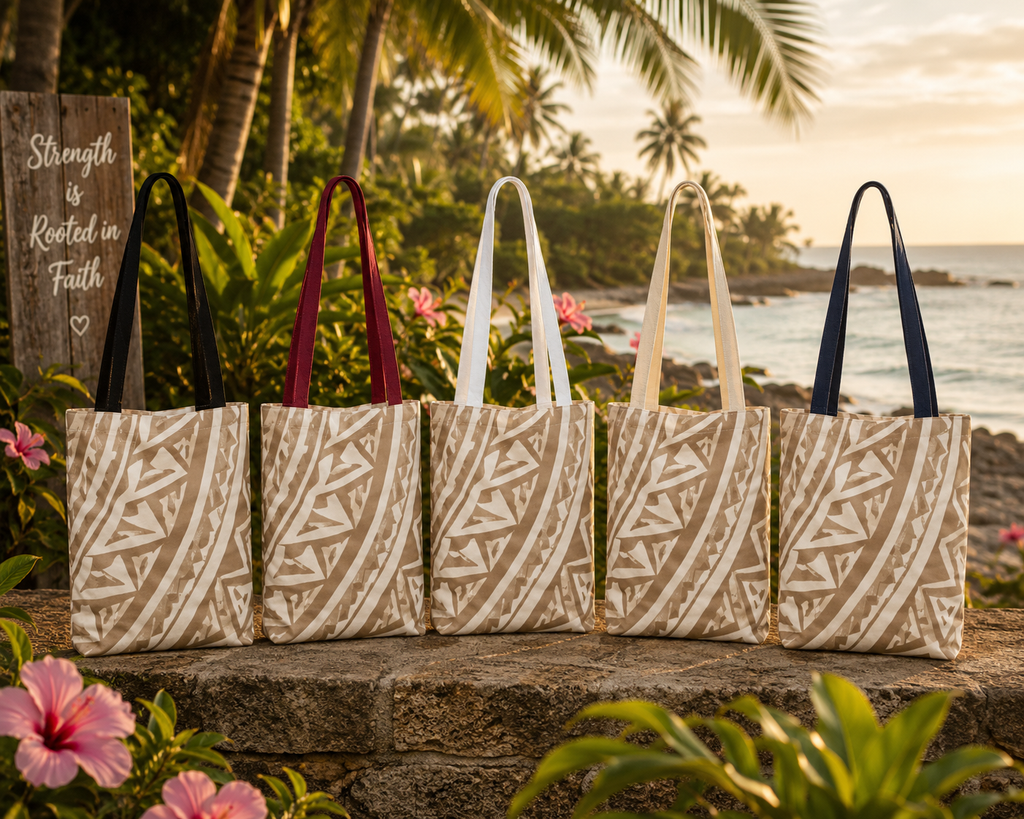 Rooted in Strength Niho Mano Shark Tooth Tribal Tote Bag