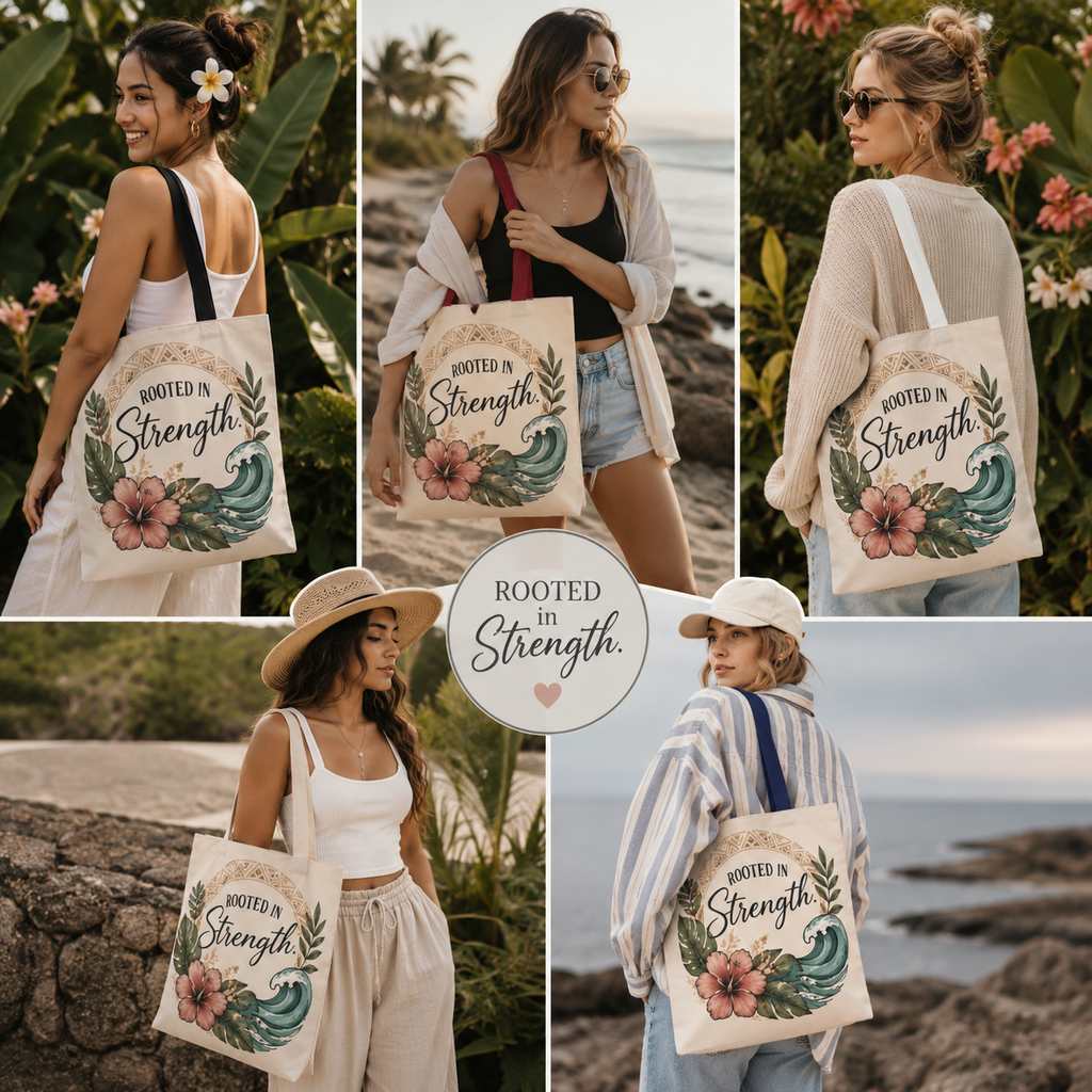 Rooted in Strength Niho Mano Shark Tooth Tribal Tote Bag