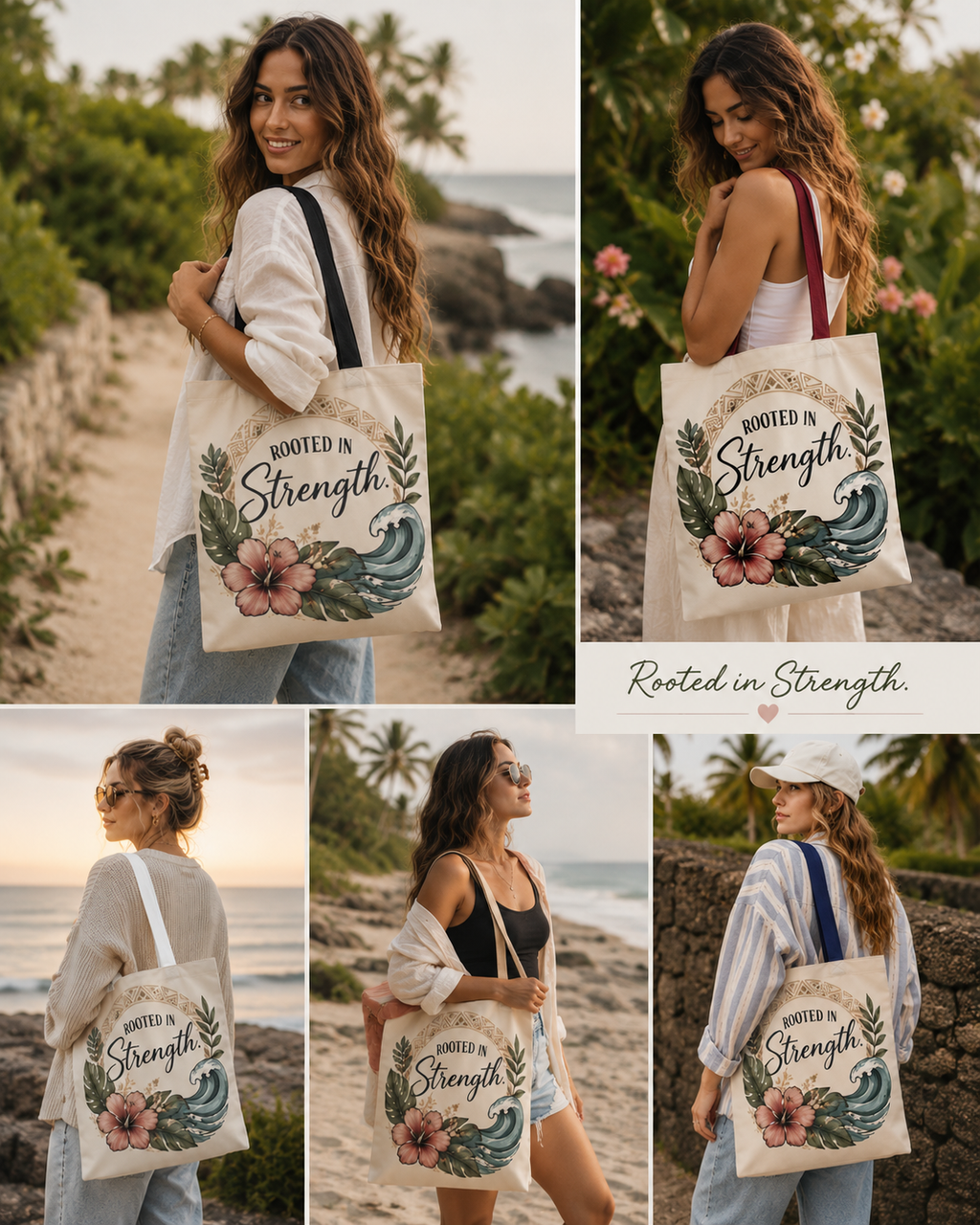 Rooted in Strength Niho Mano Shark Tooth Tribal Tote Bag