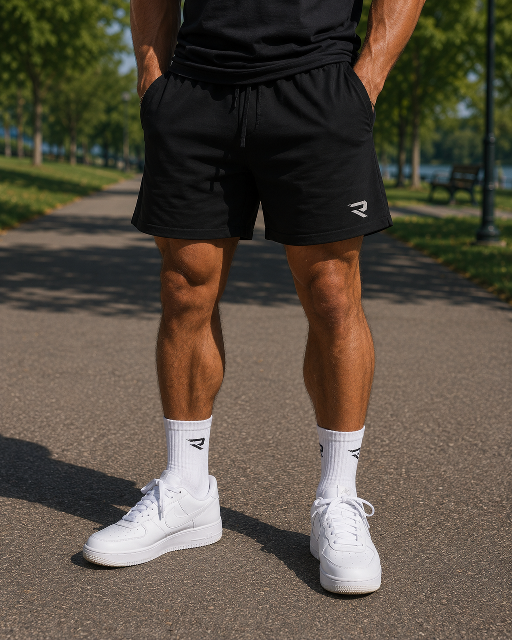 Men’s Athletic Jogger Shorts — ‘Relentless’ Black Performance Training Shorts