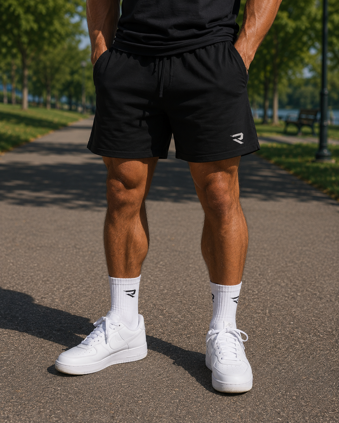 Men’s Athletic Jogger Shorts — ‘Relentless’ Black Performance Training Shorts