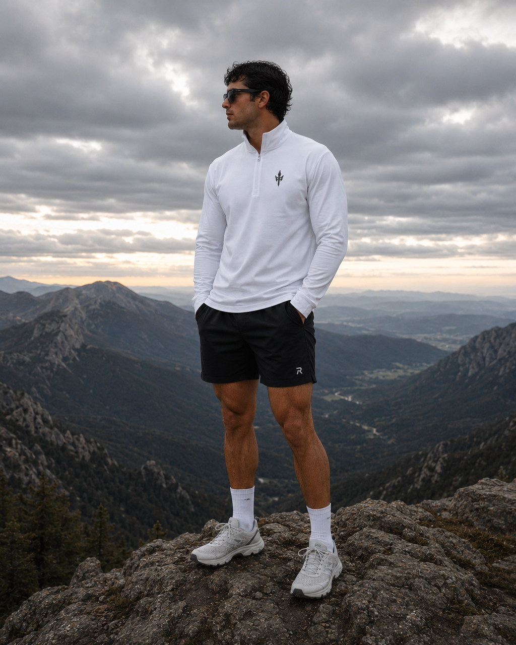 Relentless Quarter-Zip Pullover — Minimal Cactus Chest Logo & Bold Back Graphic
