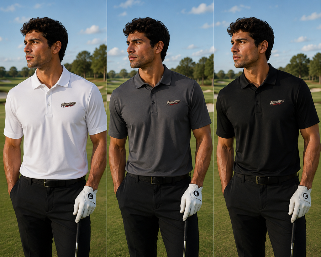Men's Sport Polo — Retro Racing Script Chest Logo