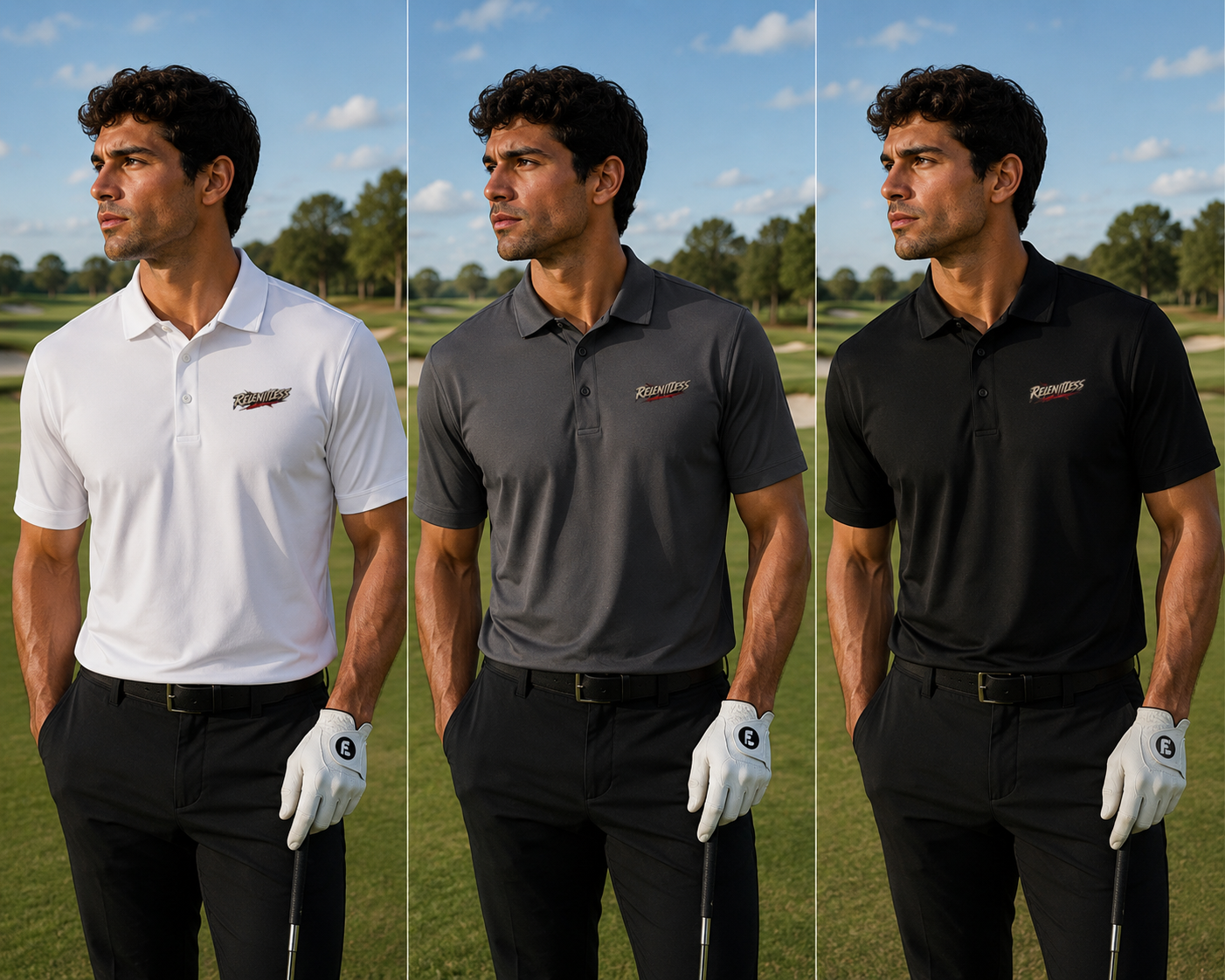 Men's Sport Polo — Retro Racing Script Chest Logo