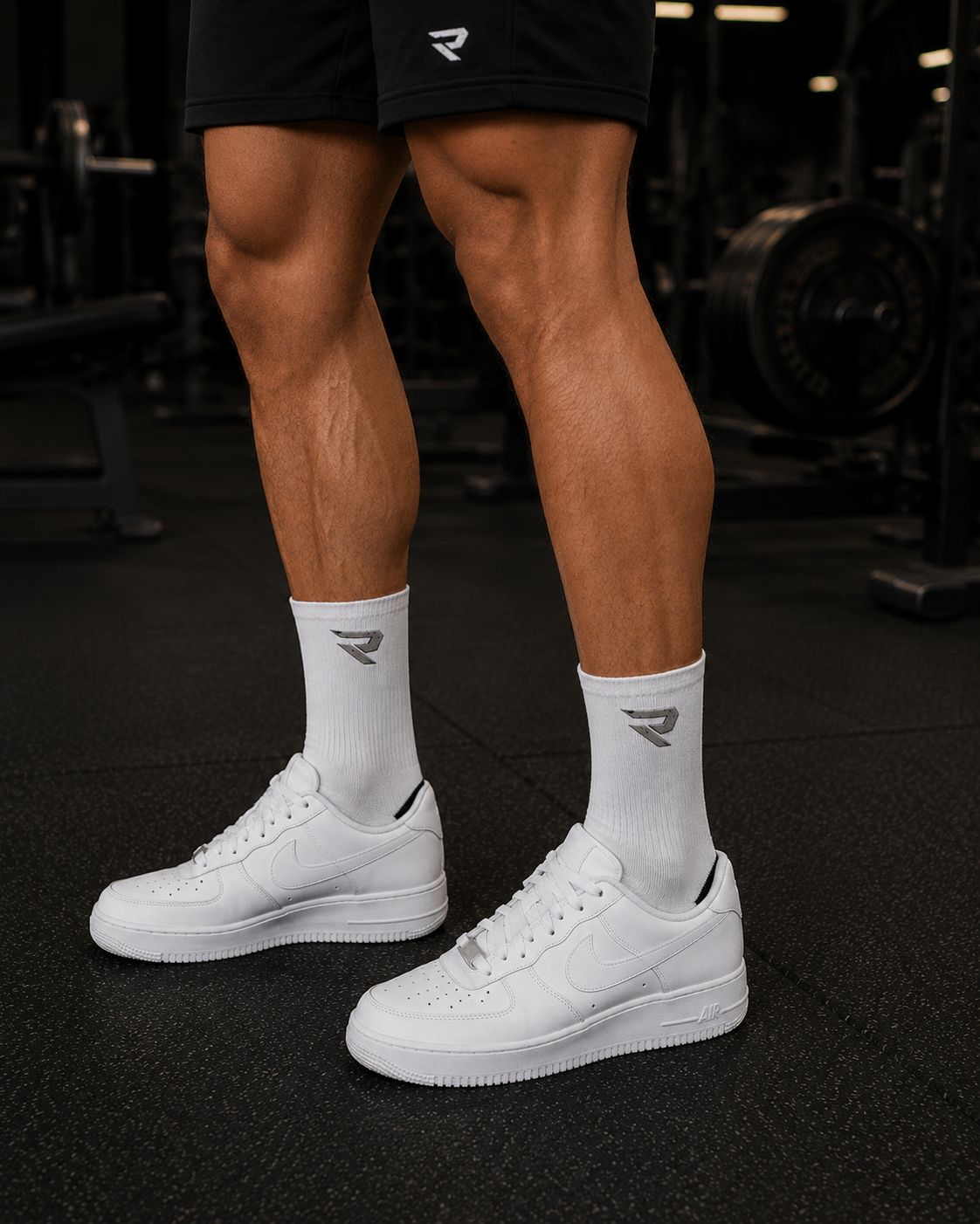 Relentless Symbol Mid-Length Socks — Athletic Crew Socks with Motivational Emblem