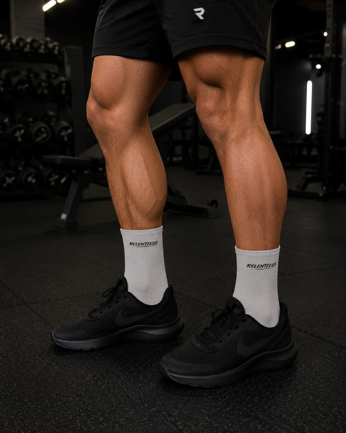 Mid-Length Socks — Minimal 'Relentless' Logo Athletic Crew Socks