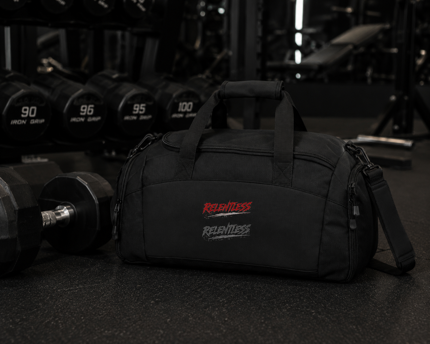 Relentless Athletic Gym Bag — Compact Duffle with 'Relentless' Graphic