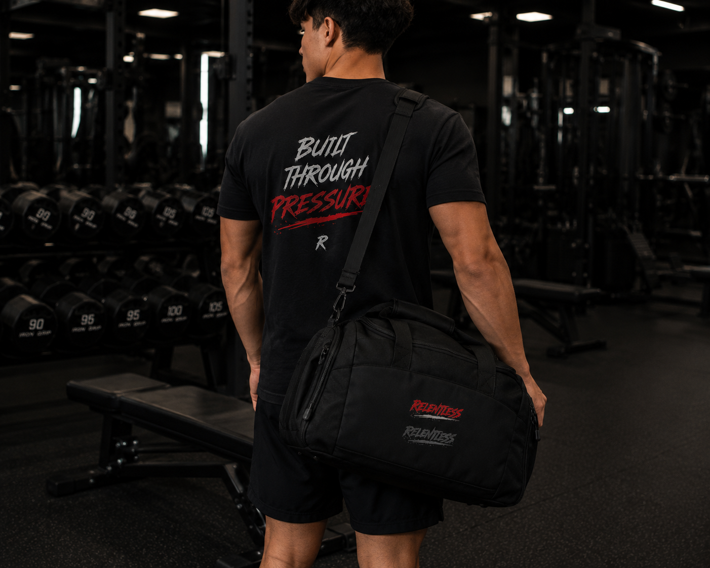 Relentless Athletic Gym Bag — Compact Duffle with 'Relentless' Graphic