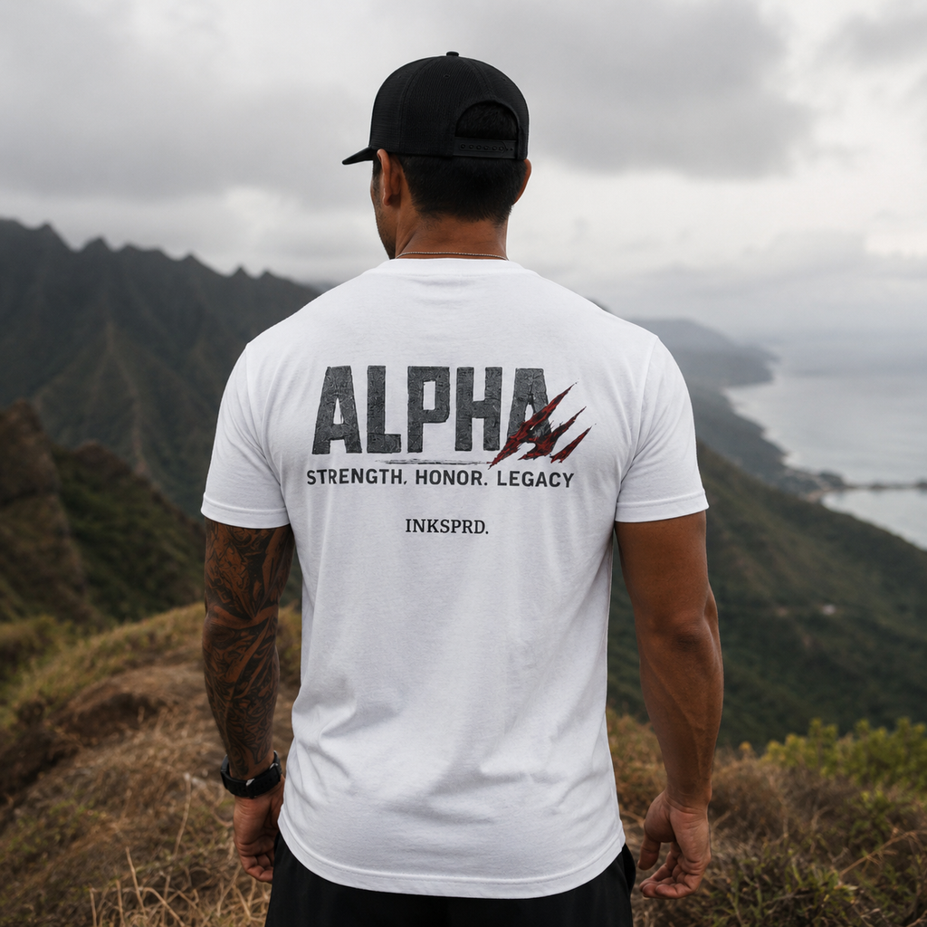 Alpha T-Shirt — 'Strength. Honor. Legacy.' Graphic Tee