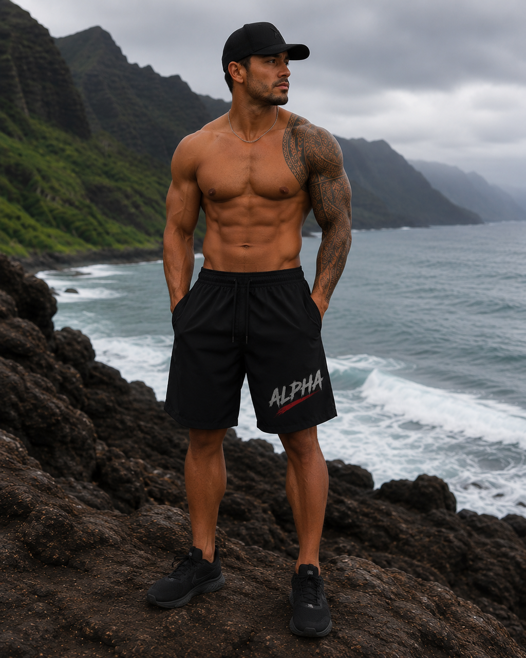 Alpha Design Men's Jogger Shorts — All-Over Print