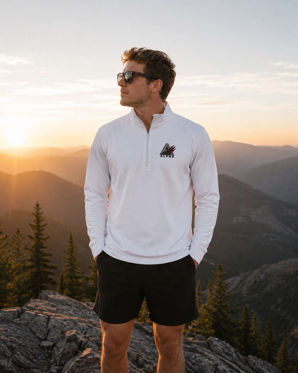 Alpha Logo Quarter-Zip Pullover — Minimal Athletic Half-Zip