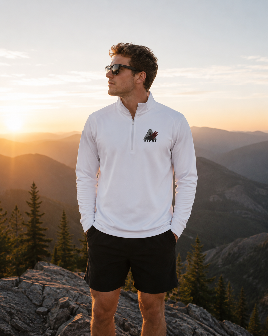 Alpha Logo Quarter-Zip Pullover — Minimal Athletic Half-Zip