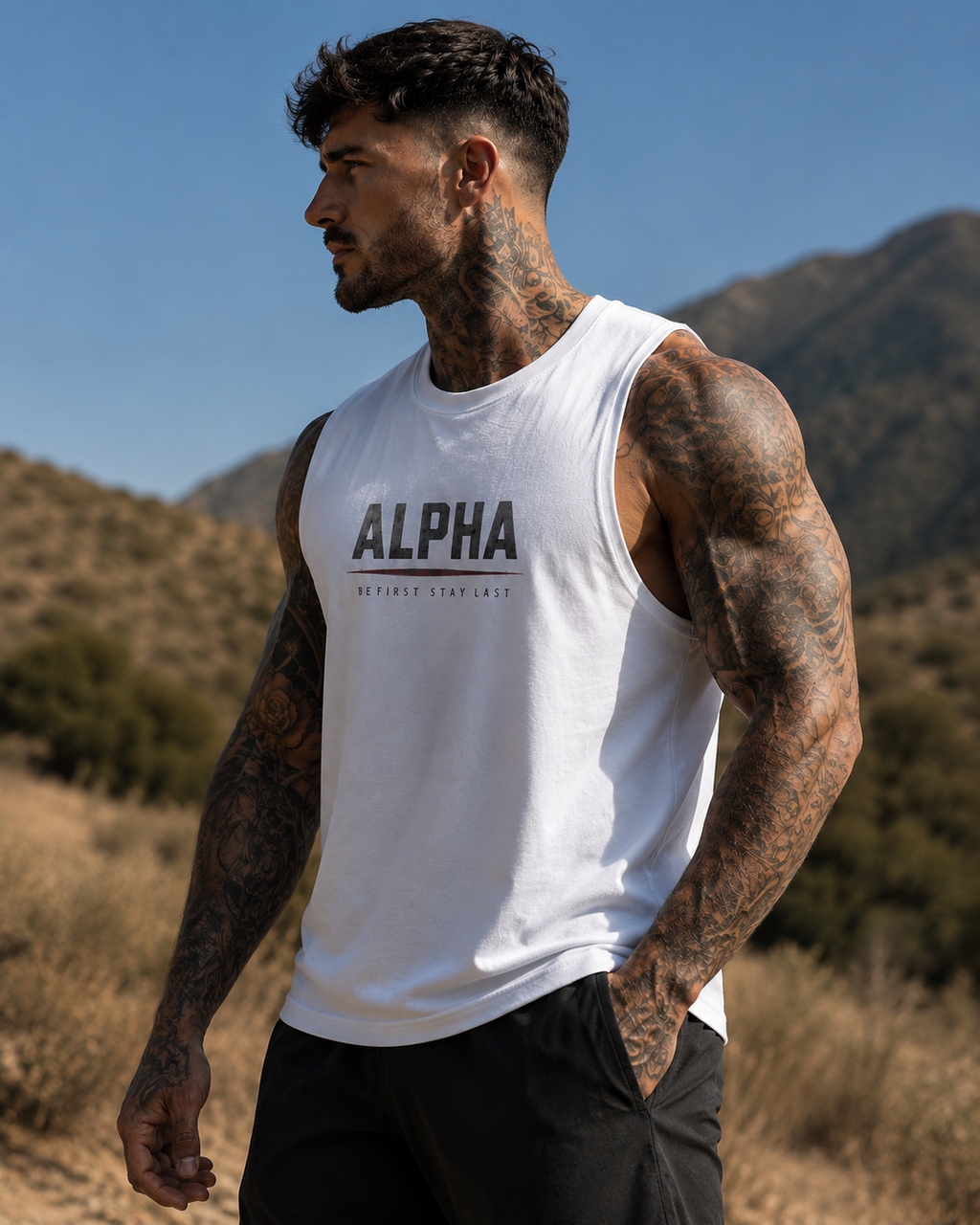 Alpha Muscle Tank Top — 'BE FIRST STAY LAST' Athletic Sleeveless Tee