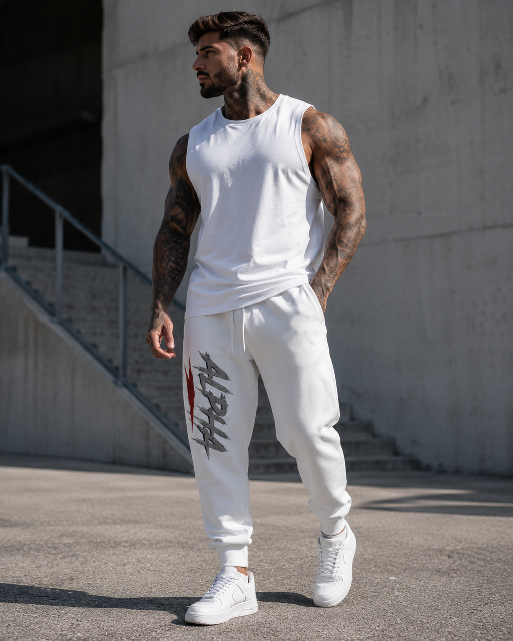 Ripped Edge Athletic Joggers — Bold Graffiti Side Logo