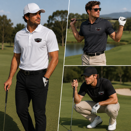 Alpha Shield Men's Sport Polo — Athletic Golf & Work Shirt