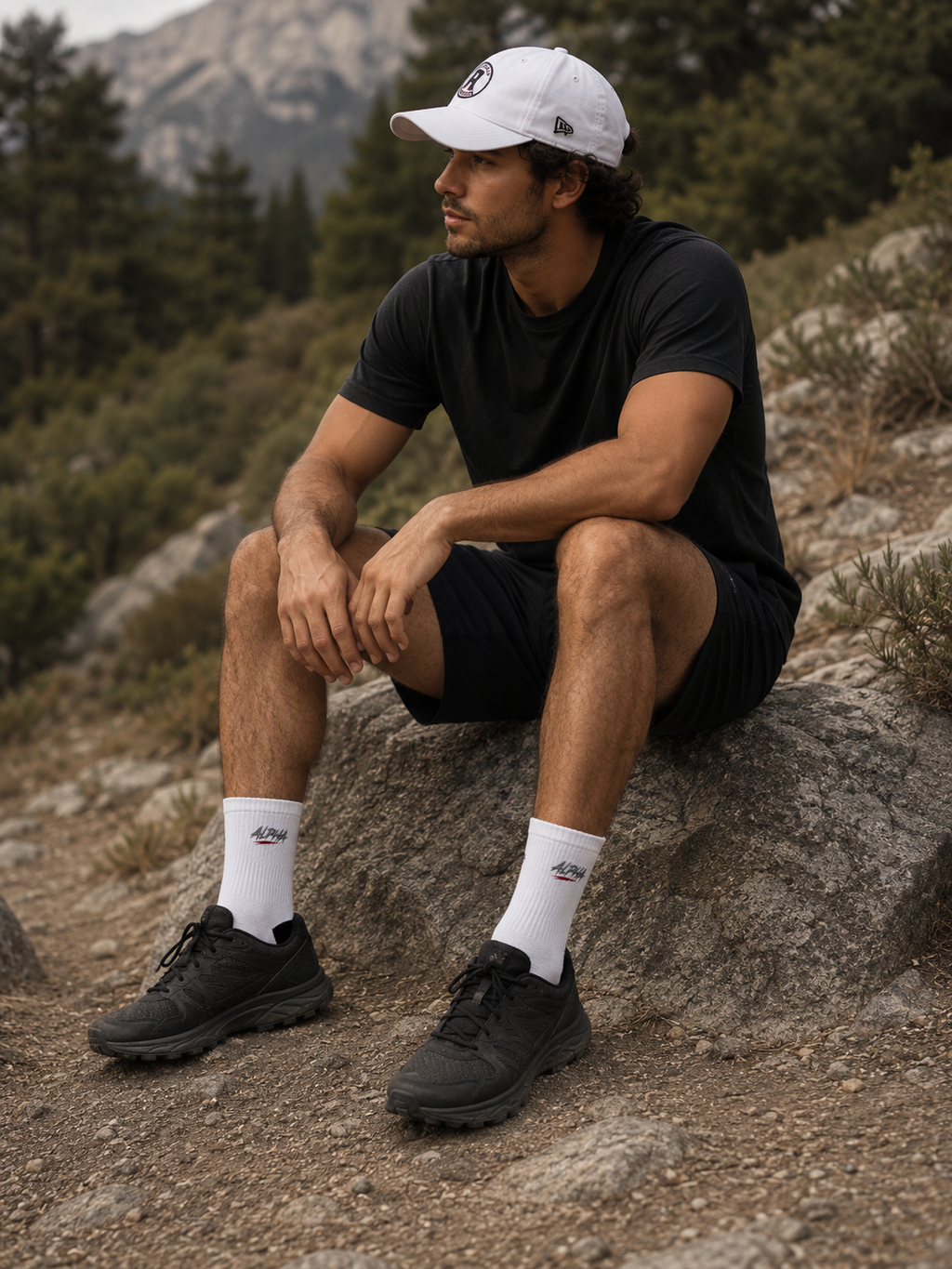 White Mid-Calf Socks with Small 'Nina' Script Accent — Casual Everyday Crew Socks