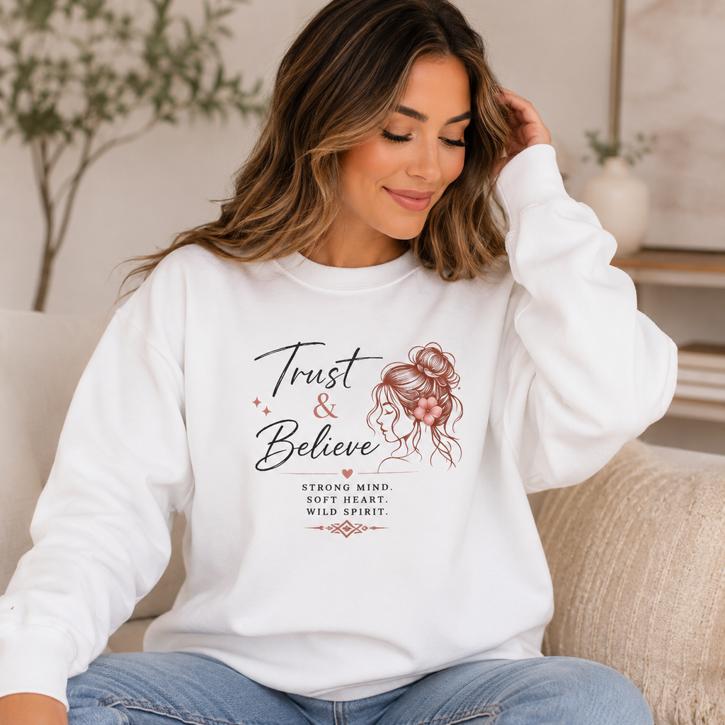 Trust & Believe Sweatshirt — Inspirational Women's Crewneck