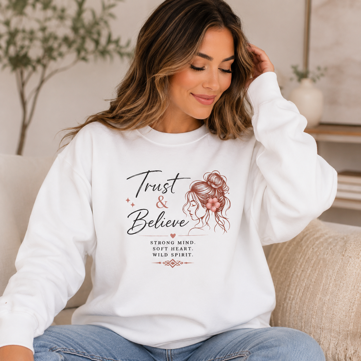 Trust & Believe Sweatshirt — Inspirational Women's Crewneck