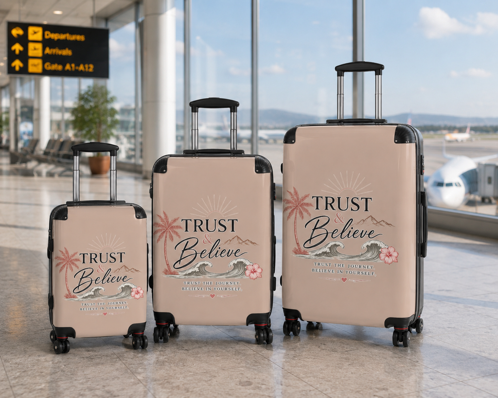 Suitcase — "Trust & Believe" Inspirational Travel Luggage