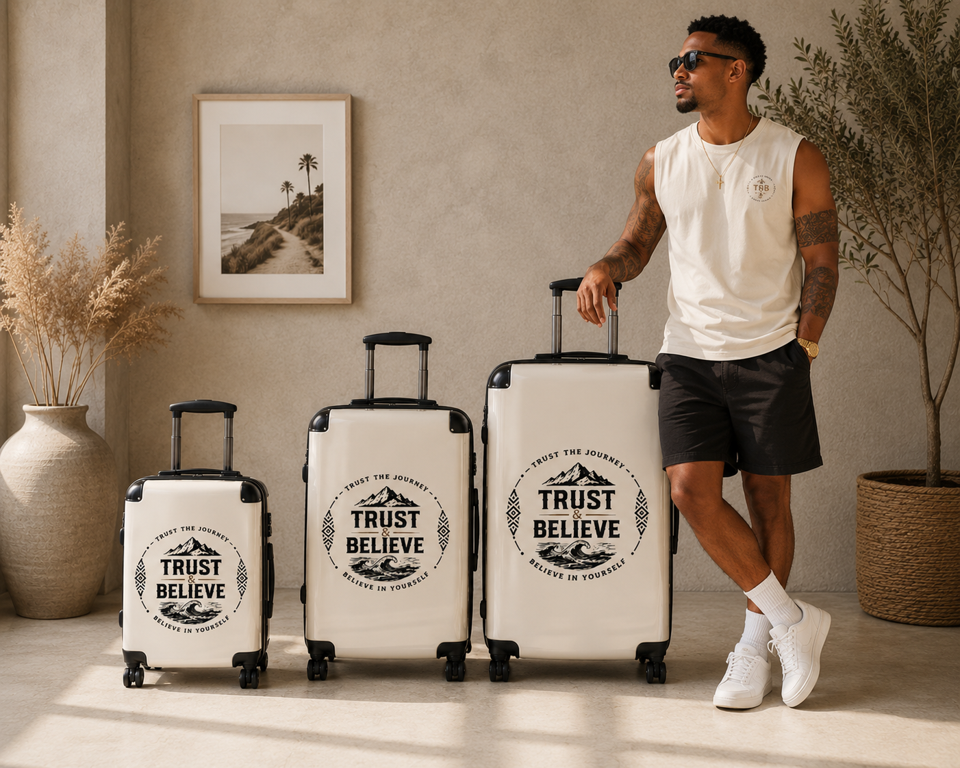 Trust & Believe Suitcase – Inspirational Travel Carry-On with 'Trust the Journey' Design