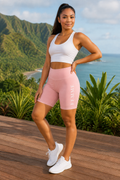 Femme Pink High-Waist Workout Shorts — Women's Fitness Shorts