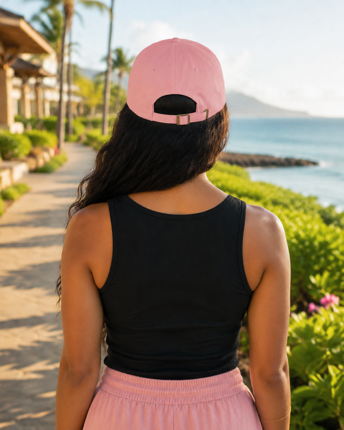 Femme Embroidered Dad Cap — Pink Casual Baseball Hat