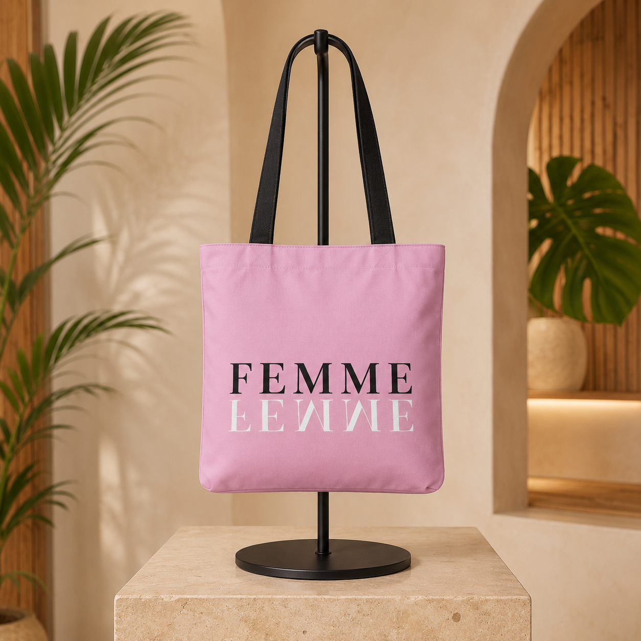 Femme Pink Tote Bag — Feminine Chic Canvas Carryall