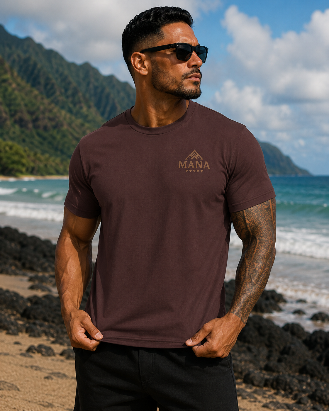 Mahogany Brown Mana Logo T‑Shirt — Minimal Outdoor Adventure Tee