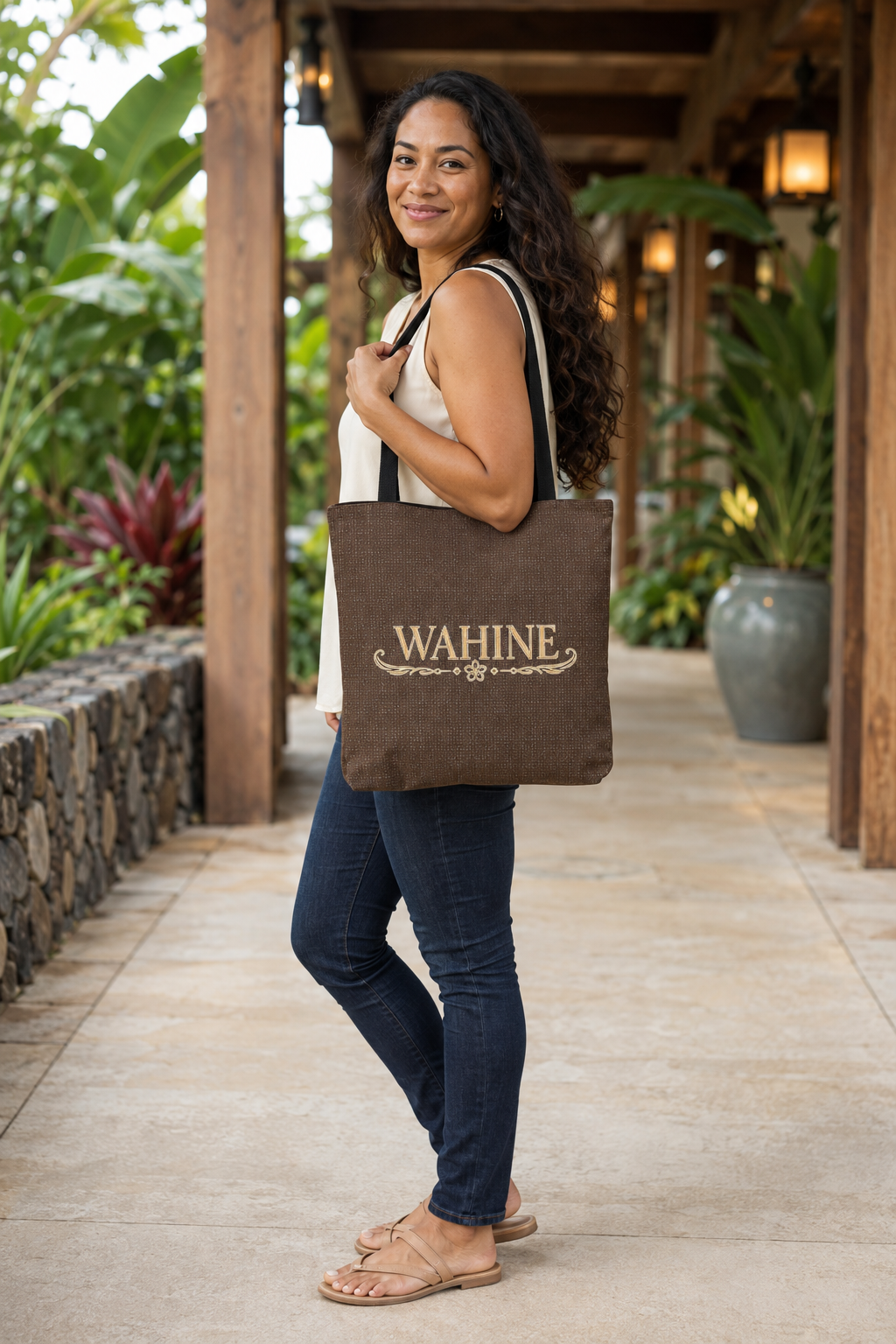 Wahine Woven Tote Bag — Hawaiian-Inspired Beach & Market Tote