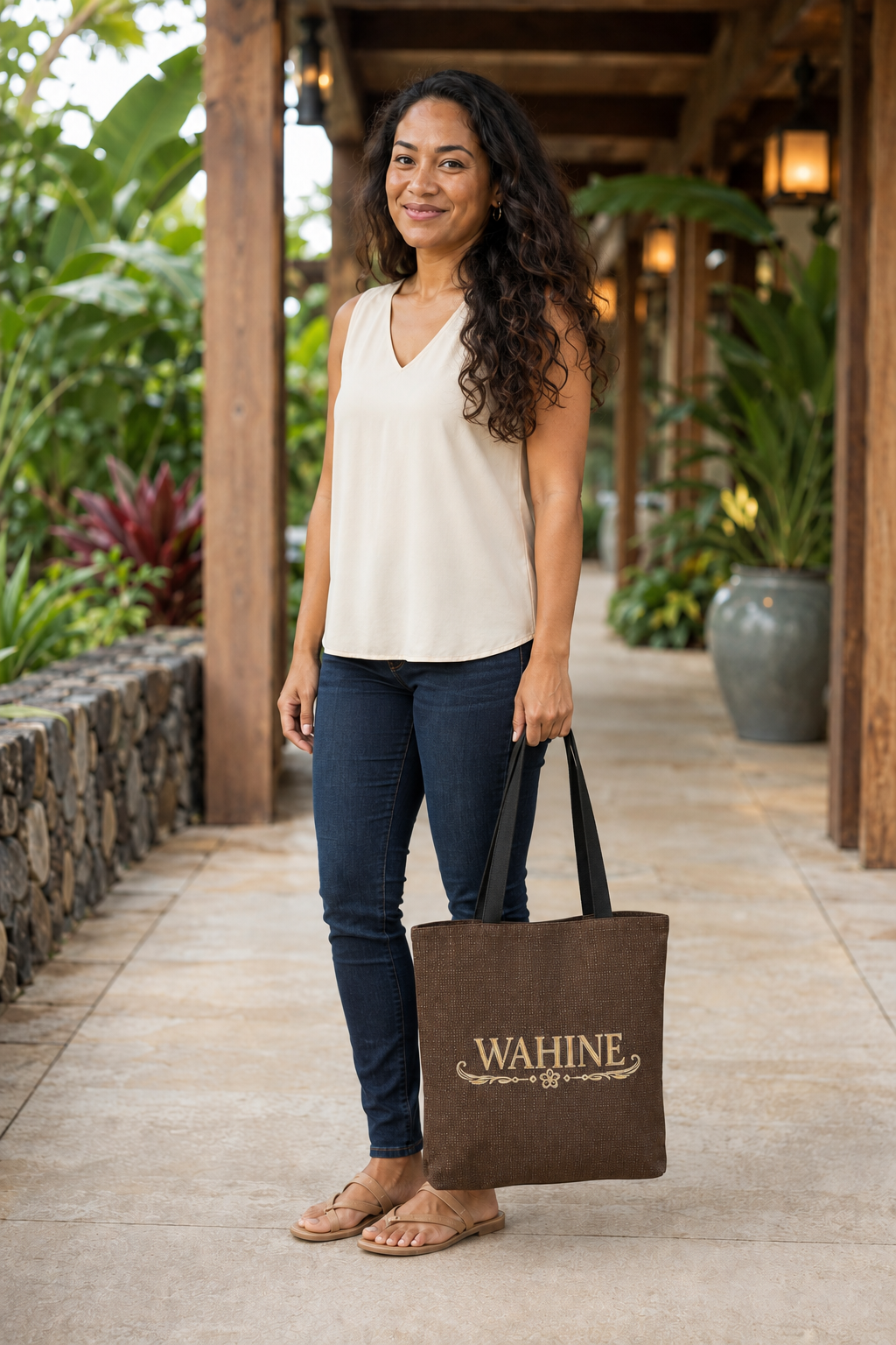 Wahine Woven Tote Bag — Hawaiian-Inspired Beach & Market Tote