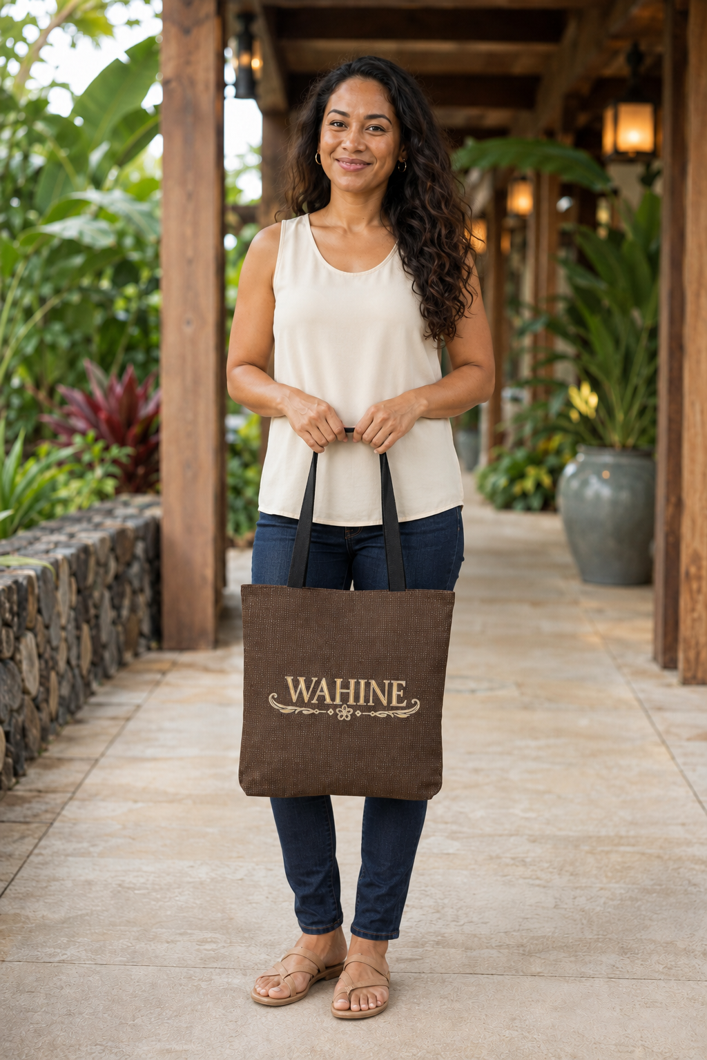 Wahine Woven Tote Bag — Hawaiian-Inspired Beach & Market Tote