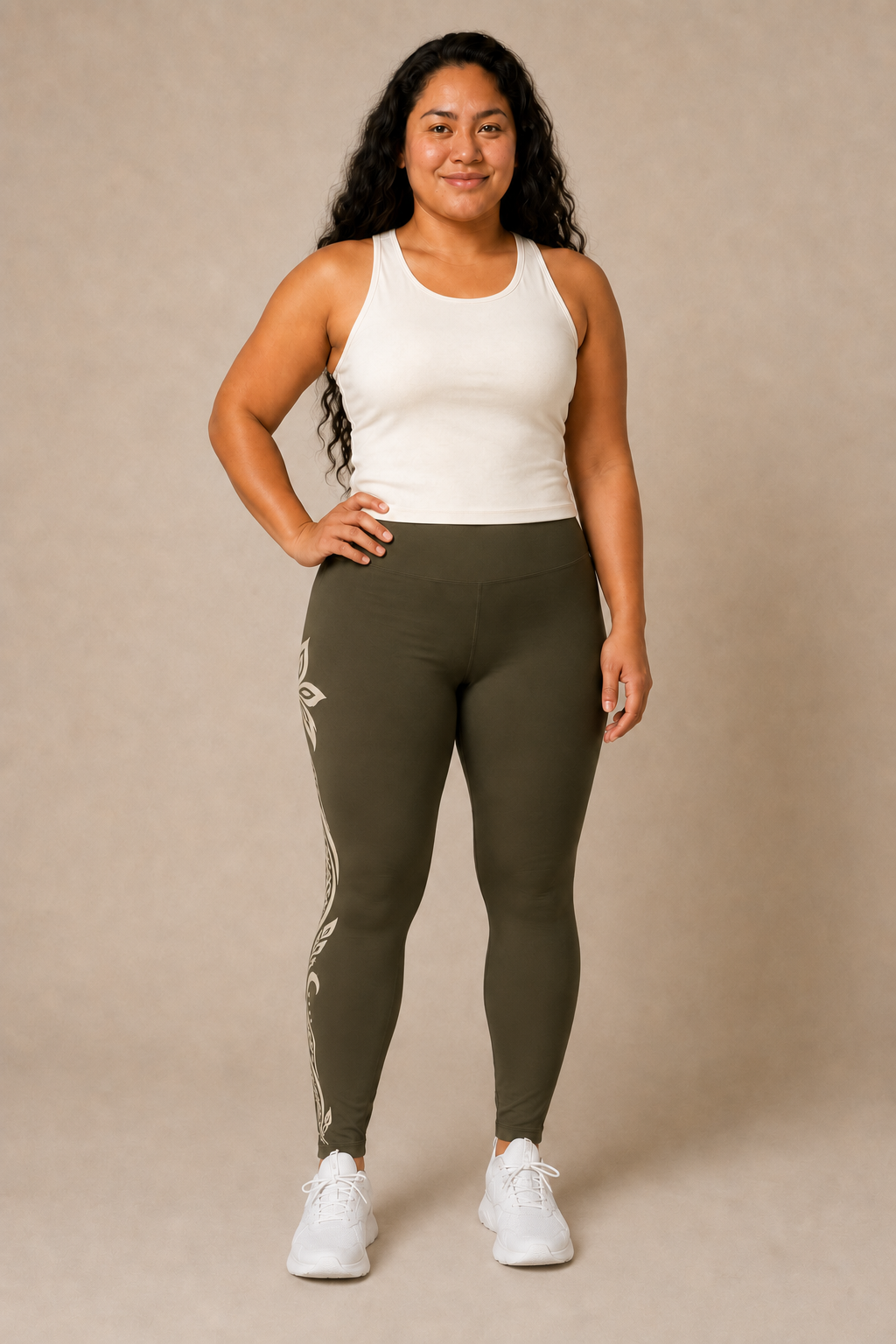 Olive Green Blooming Strength Leggings — Women's Casual Yoga & Everyday Leggings