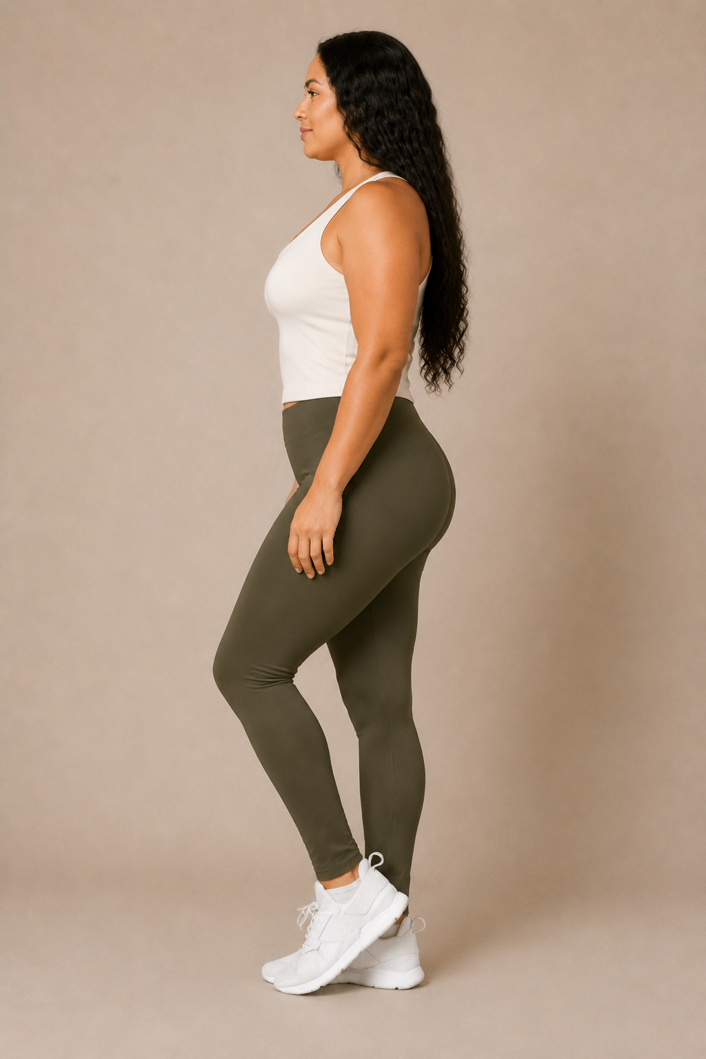 Olive Green Blooming Strength Leggings — Women's Casual Yoga & Everyday Leggings