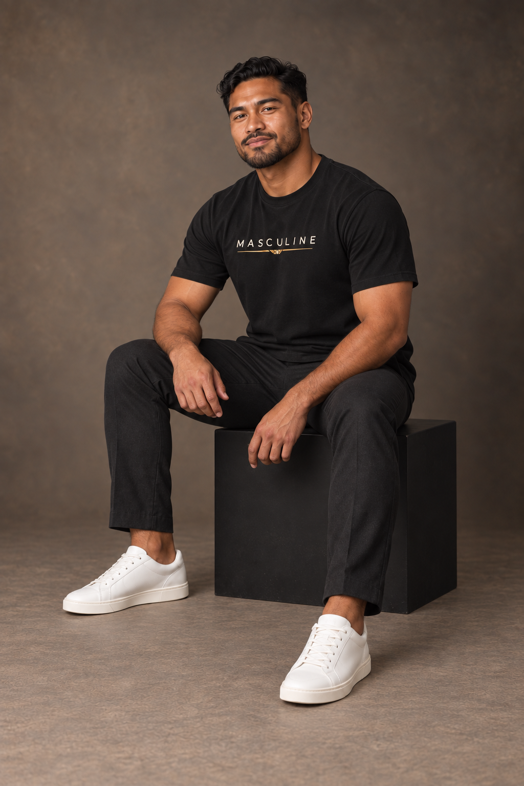 Masculine Logo T-Shirt — Minimalist Vintage-Style Graphic Tee