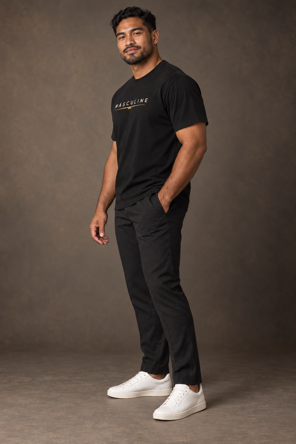 Masculine Logo T-Shirt — Minimalist Vintage-Style Graphic Tee