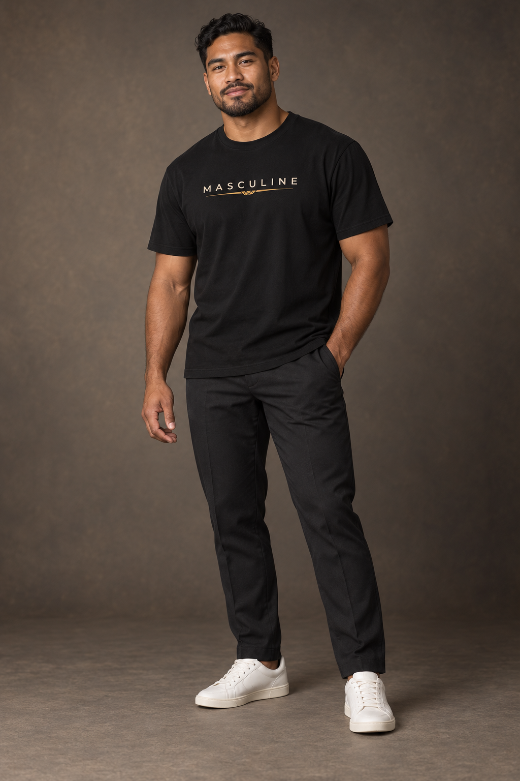 Masculine Logo T-Shirt — Minimalist Vintage-Style Graphic Tee