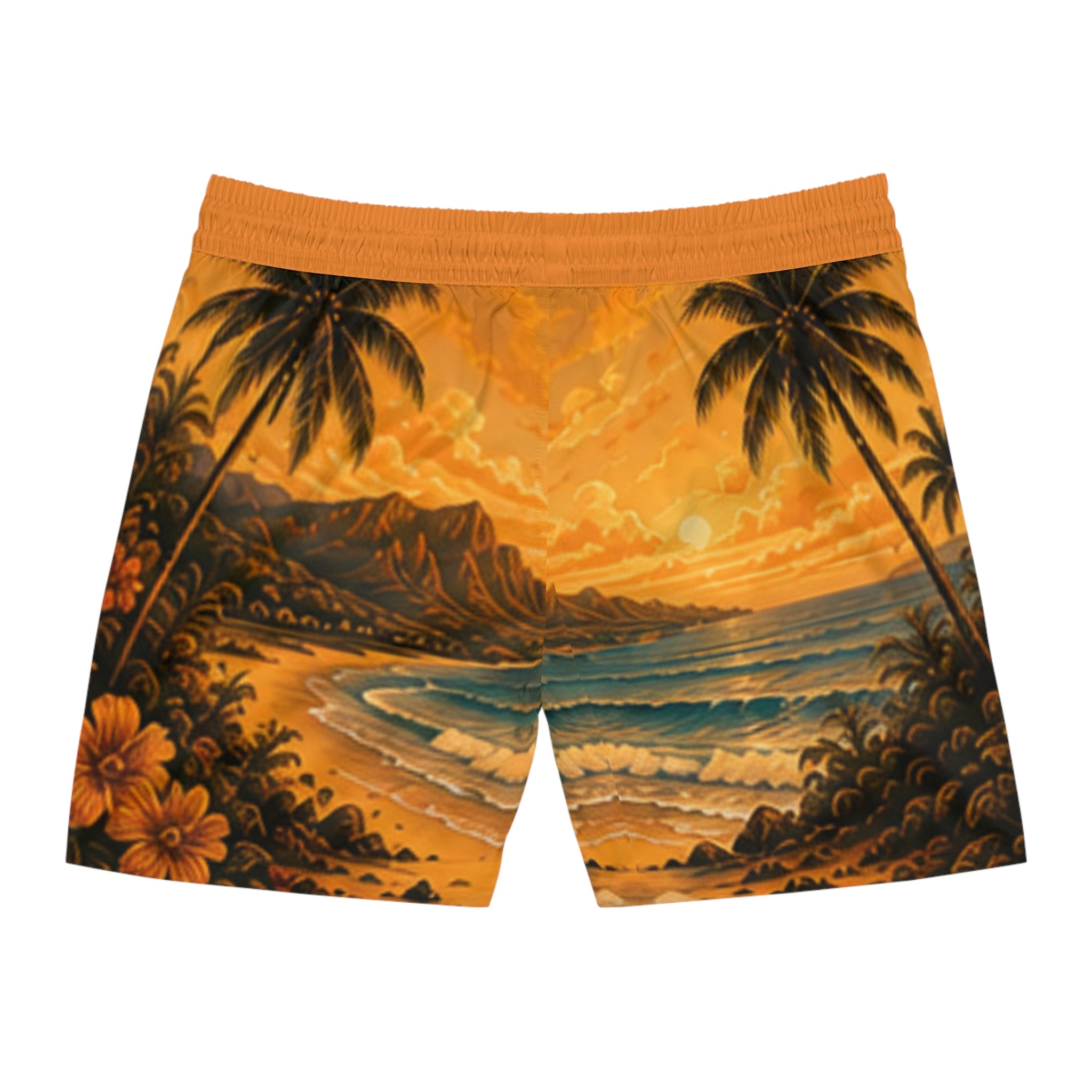 Men's Tropical Sunset Swim Shorts — Hawaiian Palm Beach Boardshorts