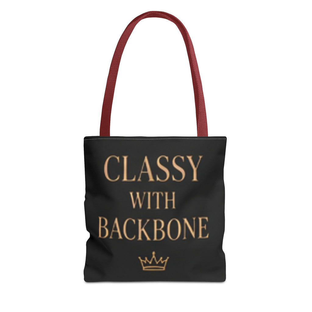 Classy With Backbone Tote Bag — Empowering Black & Gold Statement Tote